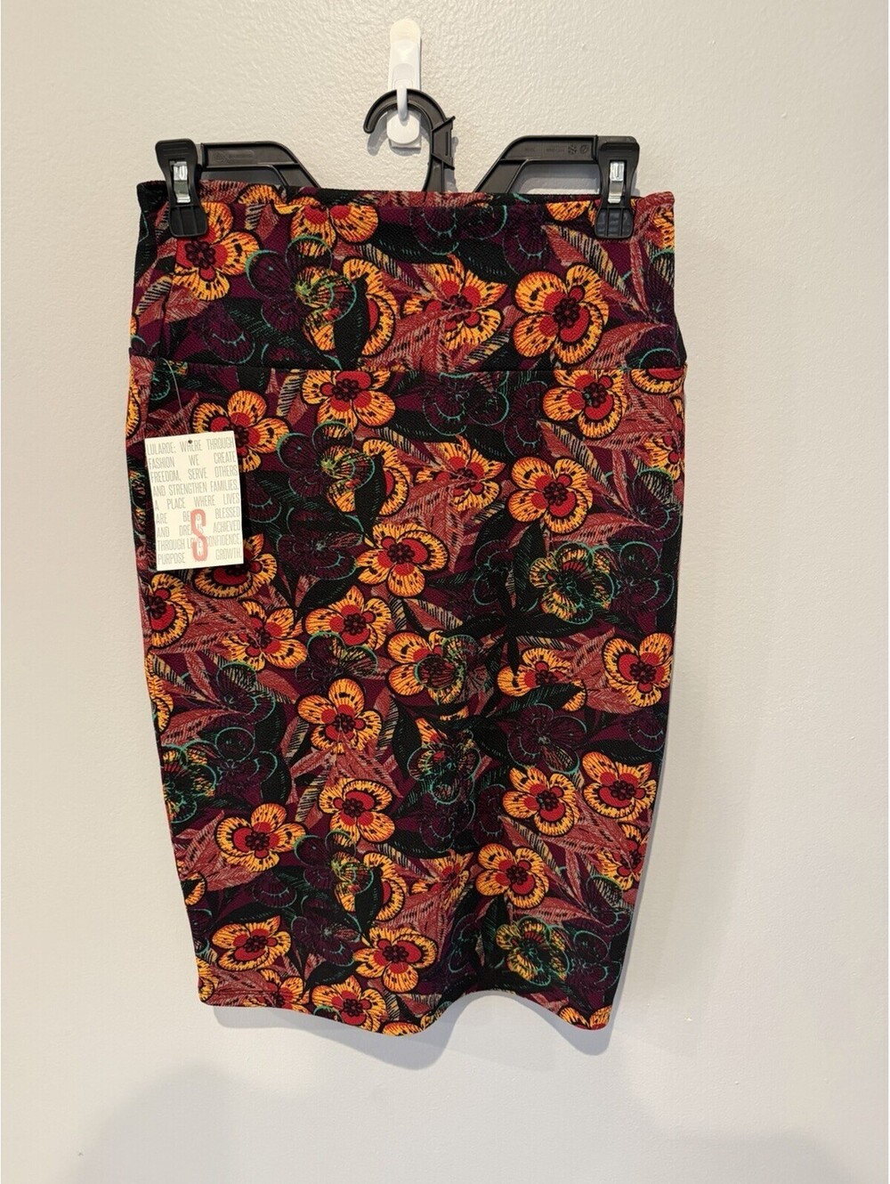 NWT Lularoe Cassie Skirt Small Purple Orange Floral Design Stretch